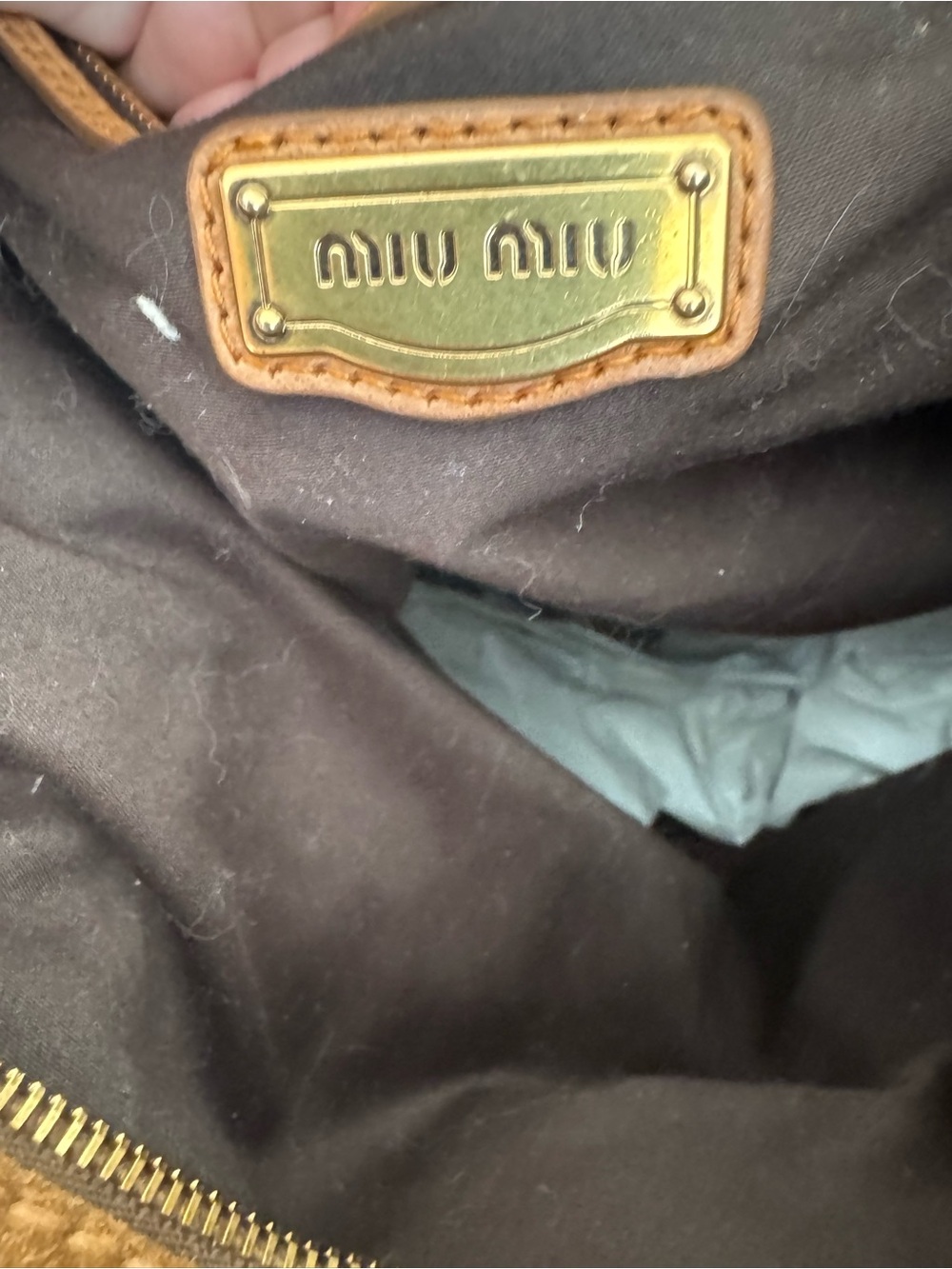 Miu Miu Brown Suede Shoulder Bag with Gold Hardware - Picture 7 of 14